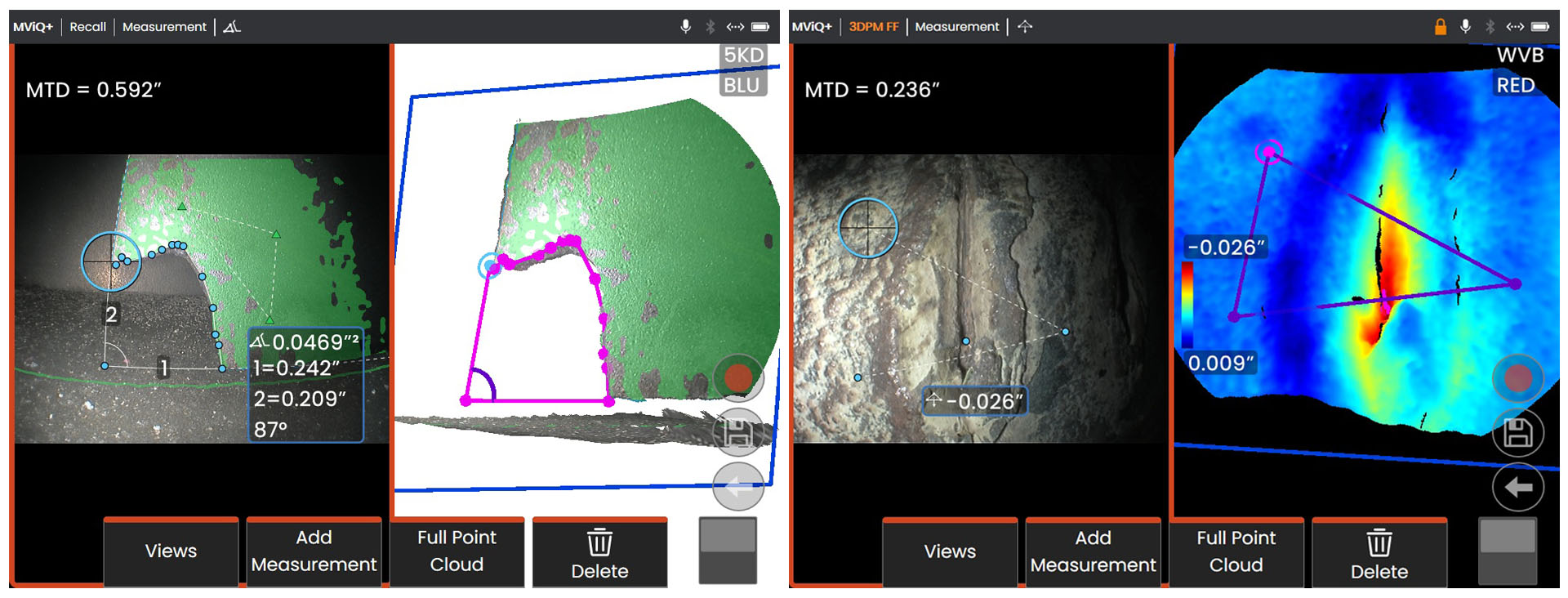 MVIQ+工業視頻內窺鏡的葉片缺失角測量及深度測量